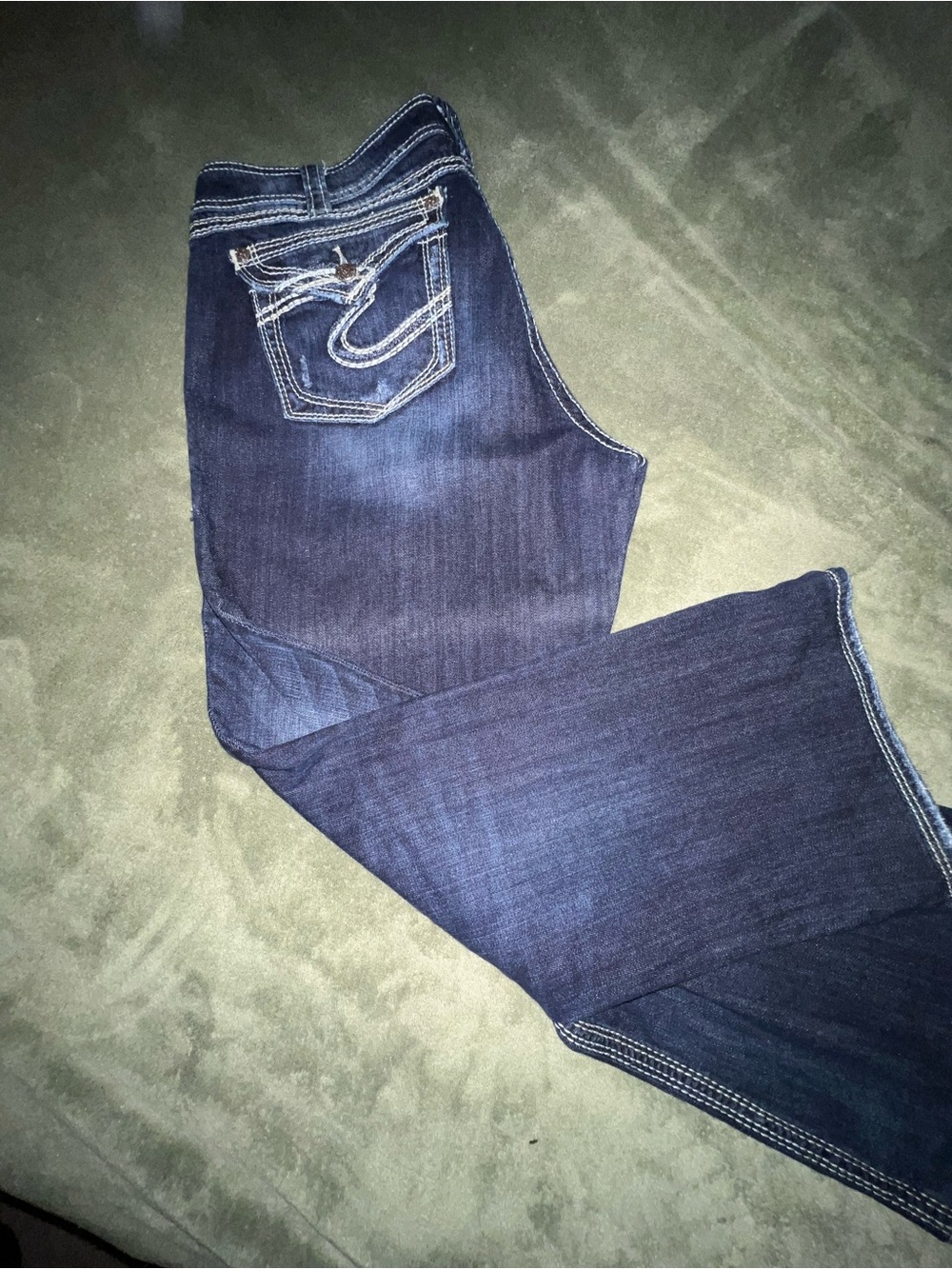 Silver Jeans Dark Indigo Bootcut Jeans with Contrast Stitching